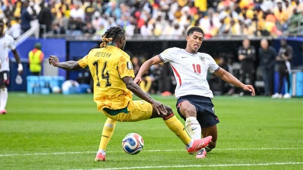 England and Ghana players compete during their 0-0 World Cup Group L draw