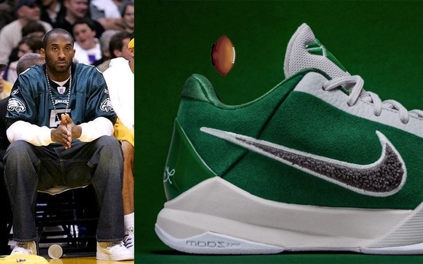 Nike Kobe 5 Protro Eagles in Pine Green with white leather overlays and a dark Swoosh