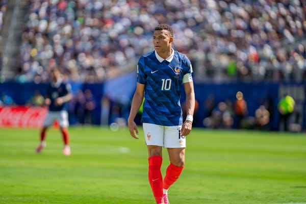 Kylian Mbappé in the France No. 10 kit at the 2026 World Cup.