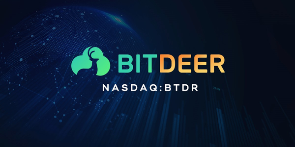 Bitdeer Technologies Group logo and Nasdaq ticker BTDR on a dark corporate graphic