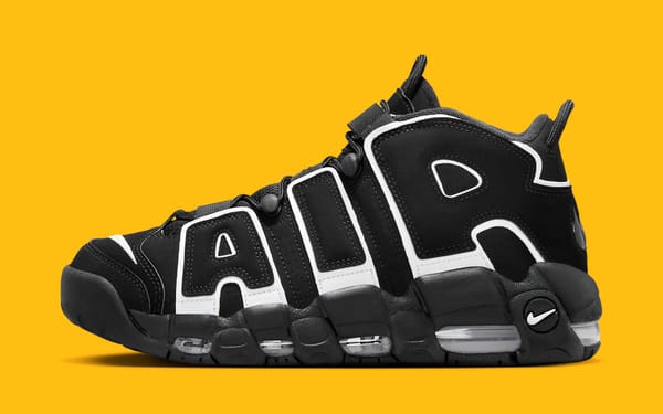 Nike Air More Uptempo '96 OG in black nubuck with white AIR lettering