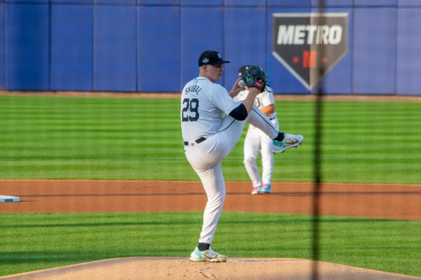Pitcher Tarik Skubal delivering a pitch for the Detroit Tigers