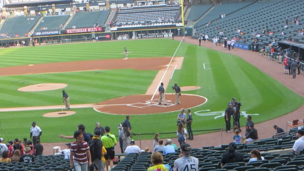 The White Sox home ballpark, then Guaranteed Rate Field (now Rate Field), in Chicago before a 2019 game
