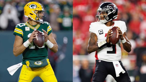 Split image of the Atlanta Falcons and Green Bay Packers ahead of Thursday Night Football