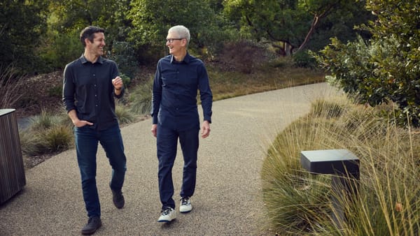 John Ternus and Tim Cook photographed together for Apple's CEO succession announcement