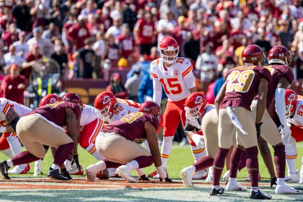 Kansas City Chiefs quarterback Patrick Mahomes preparing to take a snap