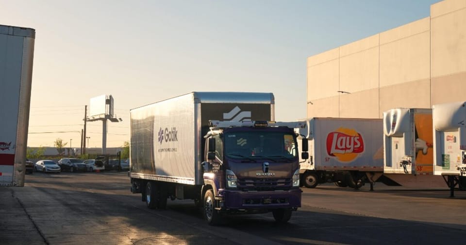 A Gatik autonomous freight box truck on the road